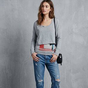 DIESEL Grey Layered Graphic Long Sleeve Top - XS